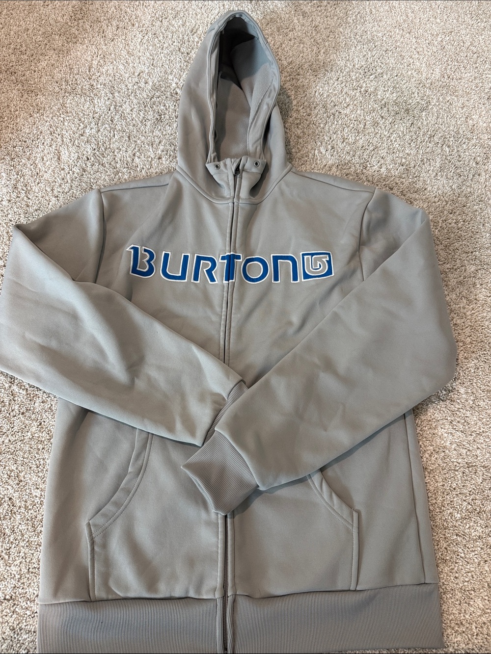 Burton Light Gray Full-Zip Hoodie with Blue Logo